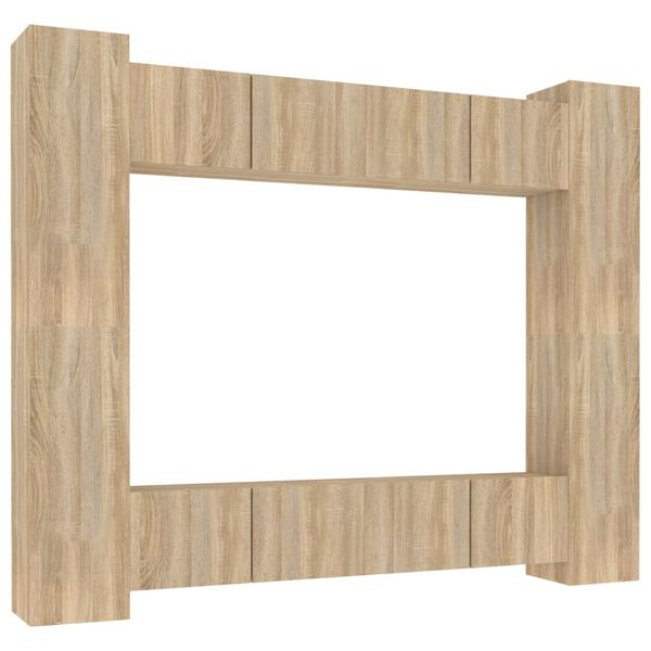 vidaXL 8-osainen TV-kaappisarja Sonoma-tammi tekninen puu