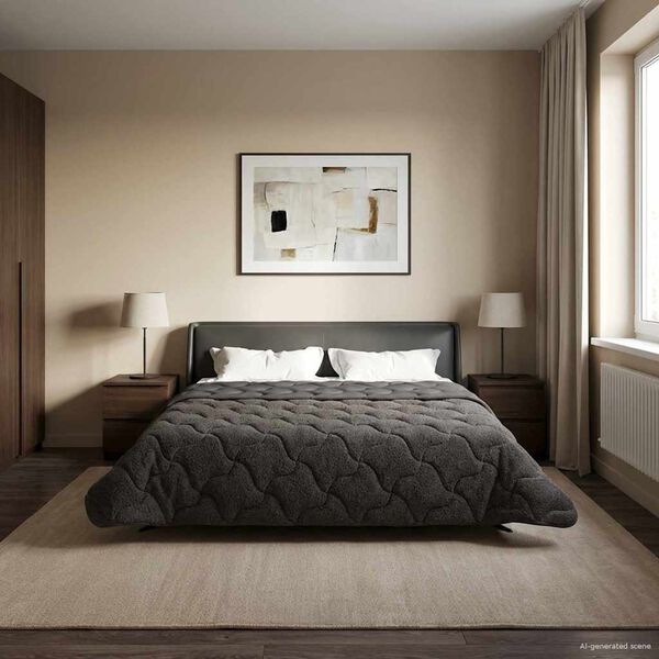 vidaXL Koko Vuoden Peitto Quiltottu Antrasiitti 220 x 260 cm