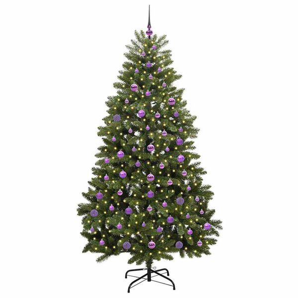 vidaXL Tekojoulukuusi 300 LED-valoilla Vihre&auml; 210 cm PVC ja metalli