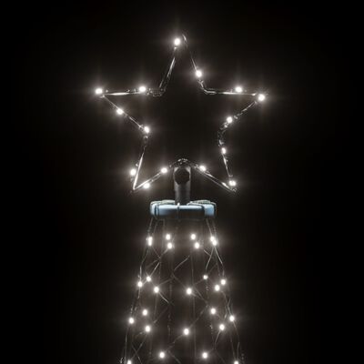 vidaXL Joulukuusi metallitolpalla 500 LED-valolla kylmä valkoinen 3 m