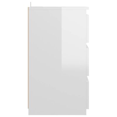vidaXL Yöpöytä korkeakiilto valkoinen 40x35x62,5 cm lastulevy