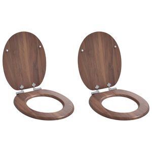 vidaXL Pehmoviimeinen WC-istuin 2 kpl Ruskea 44 x 38 cm MDF-levy