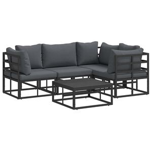 vidaXL Puutarhasohva Setti tyynyll&auml; 5 pcs Musta Alumiini