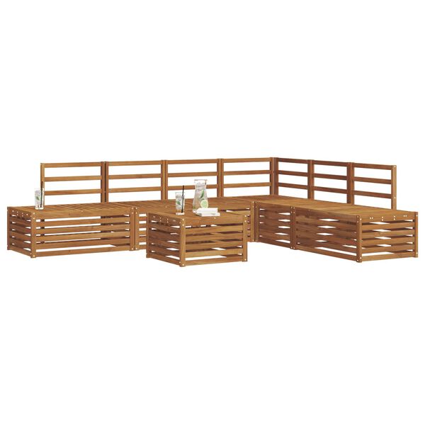 vidaXL Ulkosohvakokoelma 7 Kappale Luonnollinen Tihe&auml; akasiapuu