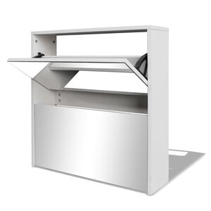 vidaXL Kenk&auml;kaappi 2 kerrosta ja peilit Valkoinen 63x17x67 cm
