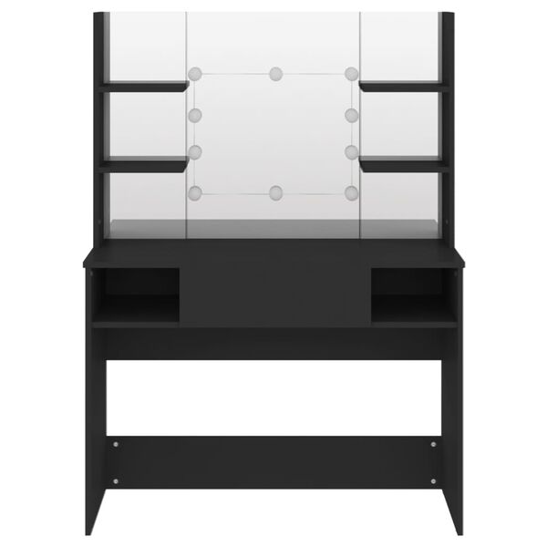 vidaXL Meikkipöytä LED-valoilla 100x40x135 cm MDF musta