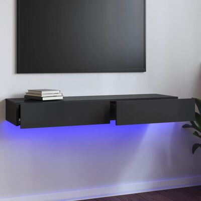 vidaXL TV-taso LED-valoilla korkeakiilto harmaa 120x35x15,5 cm