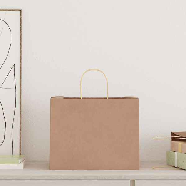 vidaXL Paperikassit 250 kpl kahvoilla ruskea 32x22x24 cm