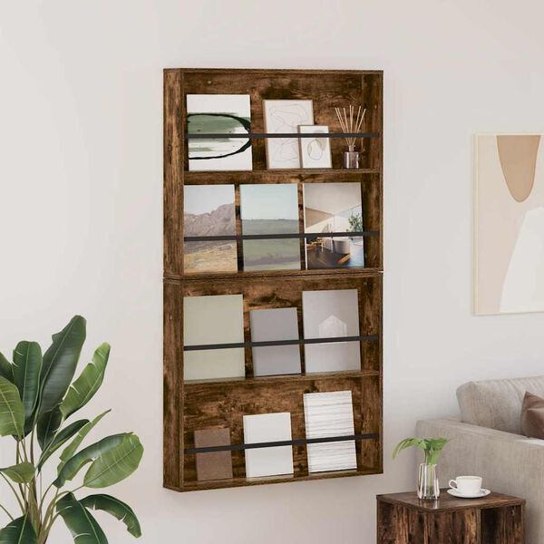 vidaXL Lehtiteline 2 pcs Savup&auml;hkin&auml; 80 x 12 x 70 cm Tekninen puu