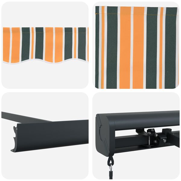 vidaXL Vetoutuva markiisi Vihre&auml; ja keltainen 300 x 250 cm