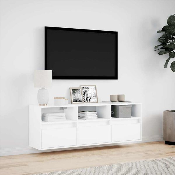 vidaXL TV-seinäkaappi LED-valoilla valkoinen 130x31x45 cm