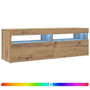 vidaXL TV-kaappi LED-valoilla k&auml;sity&ouml;l&auml;inen tammi 120x35x40 cm