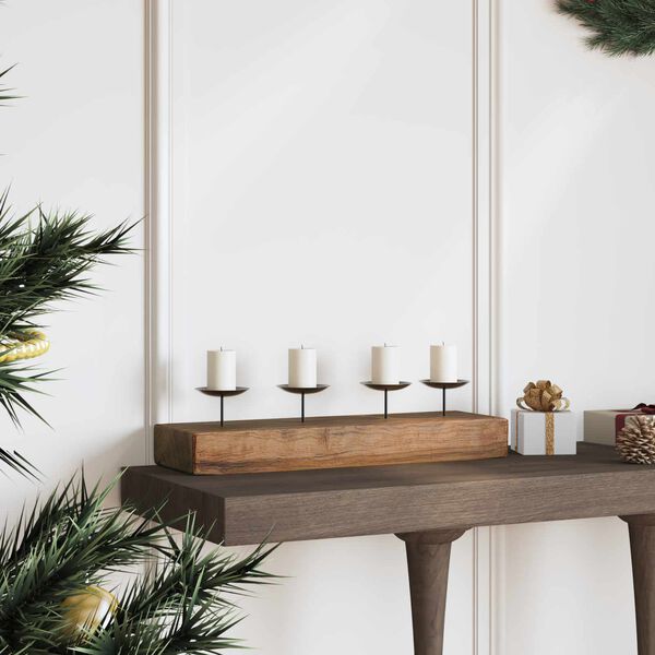 vidaXL Kynttil&auml;njalka Luonnollinen 50 x 15 x 10 cm T&auml;ysi Tiikki