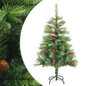 vidaXL Tekojoulukuusi saranoilla, k&auml;vyill&auml; ja marjoilla 150 cm