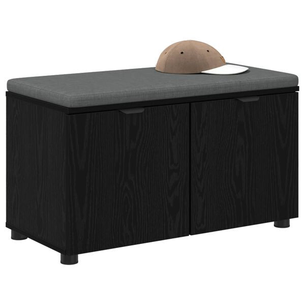 vidaXL Halli penkki tyynyll&auml; ovella Musta tammi. 80 x 46 x 46 cm