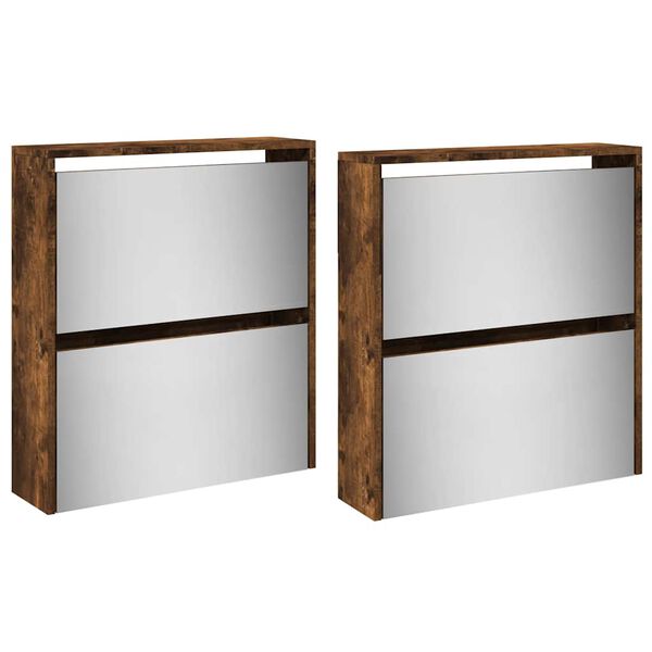 vidaXL Kenk&auml;kaappi peilill&auml; 4 tasoa savutammi 63x17x134 cm