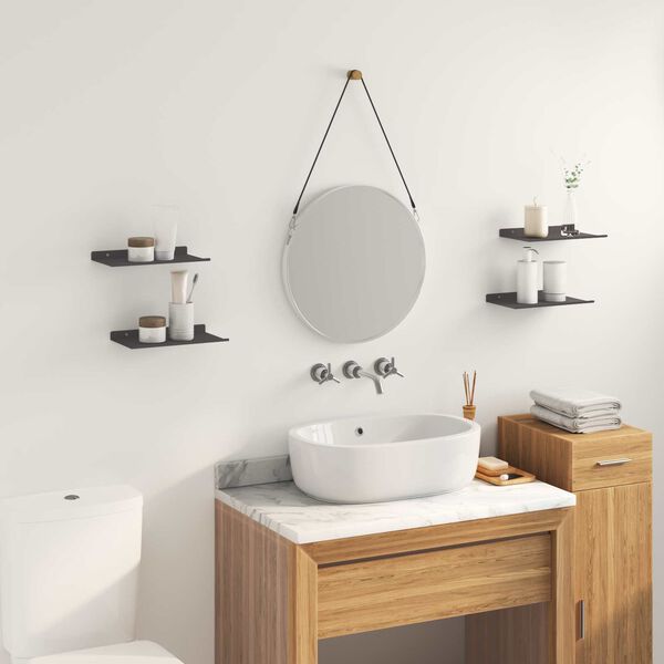 vidaXL Kelluva hylly 4 pcs Musta 30 x 18 x 2,5 cm Ter&auml;s