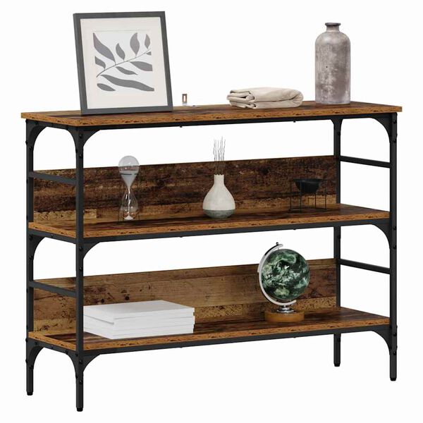 vidaXL Konsolip&ouml;yt&auml; hyllyll&auml; Vanha puu 100 x 32 x 75 cm Tekninen puu