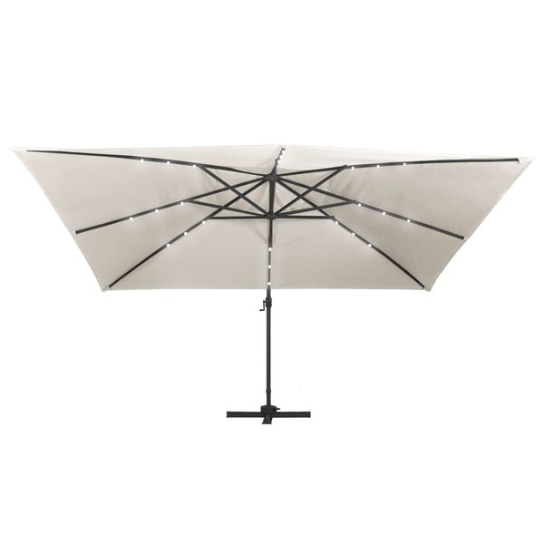 vidaXL Aurinkovarjo cantilever LED/alumiinitolppa 400x300 cm hiekka