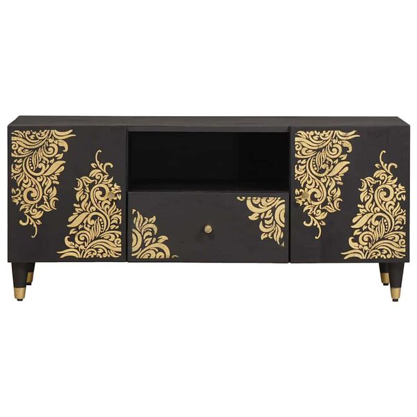 vidaXL TV-kaappi hyllyllä Musta 105 x 33 x 46 cm Kiinteä mango puu