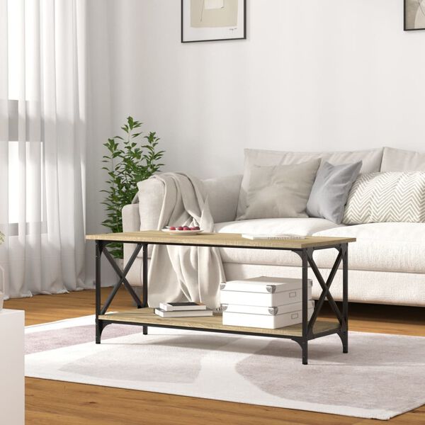 vidaXL Sohvap&ouml;yt&auml; Sonoma-tammi 100x45x45 cm tekninen puu ja rauta