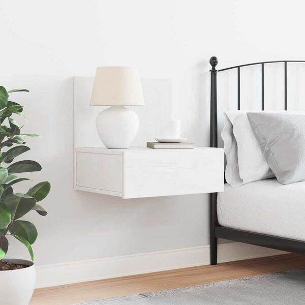 vidaXL Yöpöytä laatikon kanssa Valkoinen 42 x 32,5 x 40 cm Täysi mänty