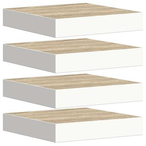 vidaXL Kelluvat sein&auml;hyllyt 4 kpl tammi ja valkoinen 23x23,5x3,8cm MDF