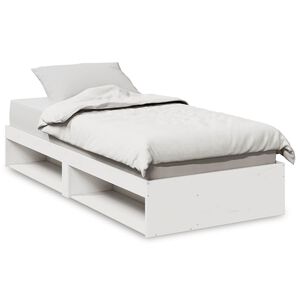 vidaXL P&auml;iv&auml;s&auml;nky ilman patjaa Valkoinen 75x190 cm massiivipuum&auml;nty