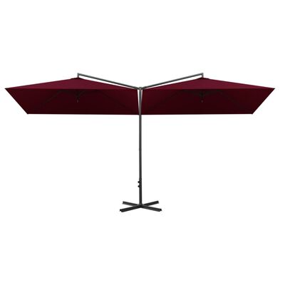 vidaXL Tupla-aurinkovarjo terästanko viininpunainen 600x300 cm