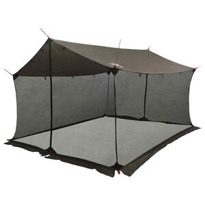 vidaXL Camping-teltta verkkoseinill&auml; 340 x 260 x 220 cm Ruskea Harmaa