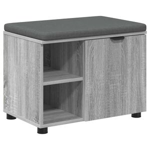 vidaXL Halli penkki tyynyll&auml; hyllyll&auml; Harmaa Sonoma 60 x 38 x 46 cm