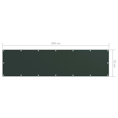 vidaXL Parvekkeen suoja tummanvihreä 75x300 cm Oxford kangas