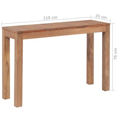 vidaXL Konsolipöytä tiikki luonnollinen viimeistely 110x35x76 cm