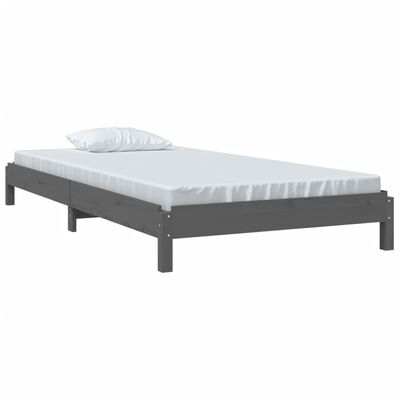 vidaXL Pinottava sänky harmaa 75x190 cm täysi mänty