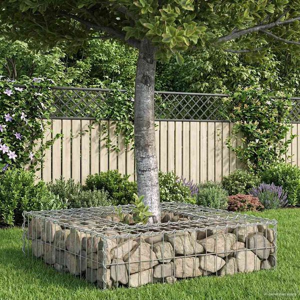 vidaXL Gabion Kohotettu Peti Hopea 80 x 80 x 12 cm Galvanoitu ter&auml;s