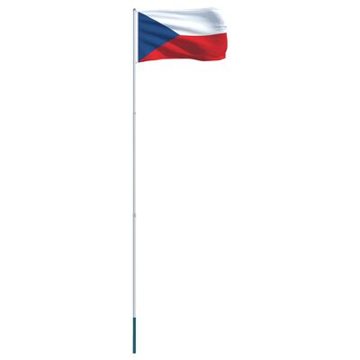 vidaXL Tšekin lippu ja tanko alumiini 4 m