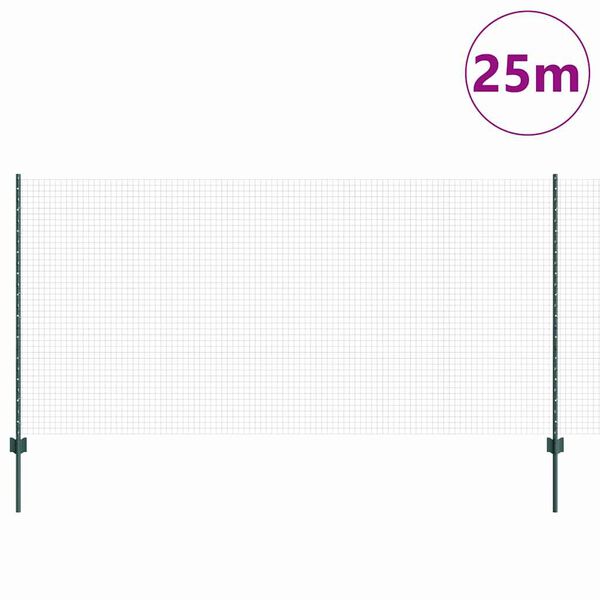 vidaXL Aita ja Tuki Vihre&auml; 1,2 x 25 m Ter&auml;st&auml; ja PVC:t&auml;