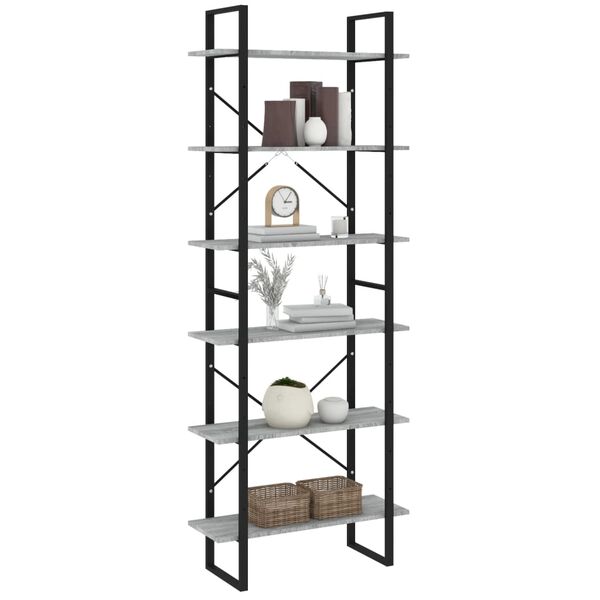 vidaXL Korkea hylly harmaa Sonoma 80x30x210 cm tekninen puu