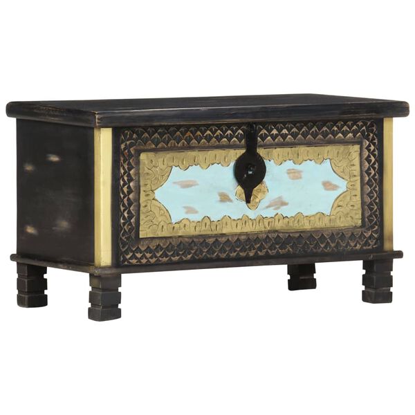 vidaXL Arkku musta 80x40x45 cm täysi mangopuu