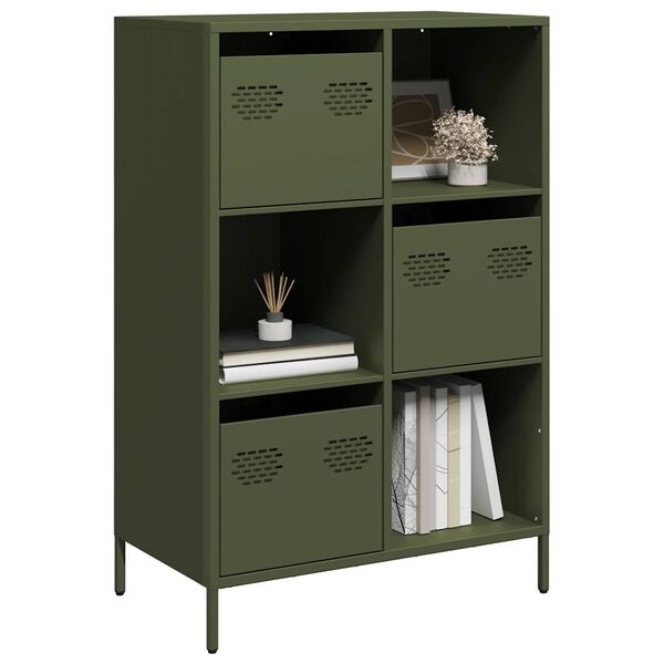 vidaXL Highboard Oliivinvihreä 68x39x103,5 cm Teräs