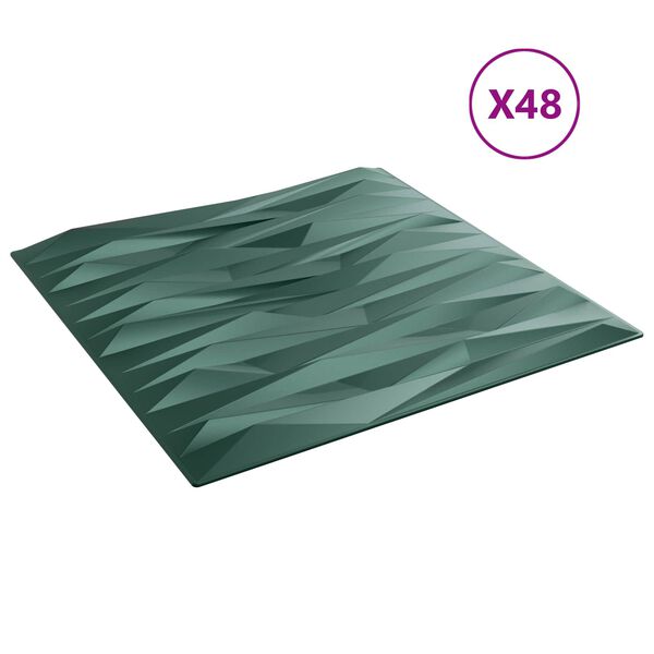 vidaXL Sein&auml;paneelit 48 pcs Kivil&ouml;yhk&ouml;nvihre&auml; 50 x 50 cm XPS Vaahdon