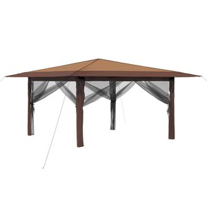 vidaXL Gazebo, jossa on 4 sein&auml;&auml; 4 x 4 m Beige ja Ruskea