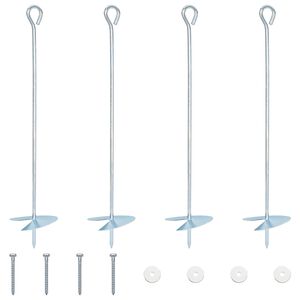 vidaXL Maakiinnike 4 pcs Hopea &Oslash;10 x 50 cm Galvanoitu Metalli