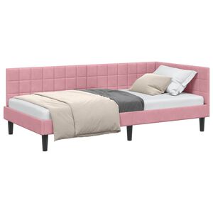 vidaXL Kulmavuoteen runko p&auml;&auml;tyll&auml; Pinkki 90 cm x 190 cm Sametti