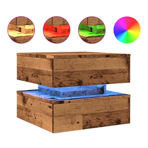 vidaXL Sohvap&ouml;yt&auml; LED-valoilla vanha puu 50x50x40 cm