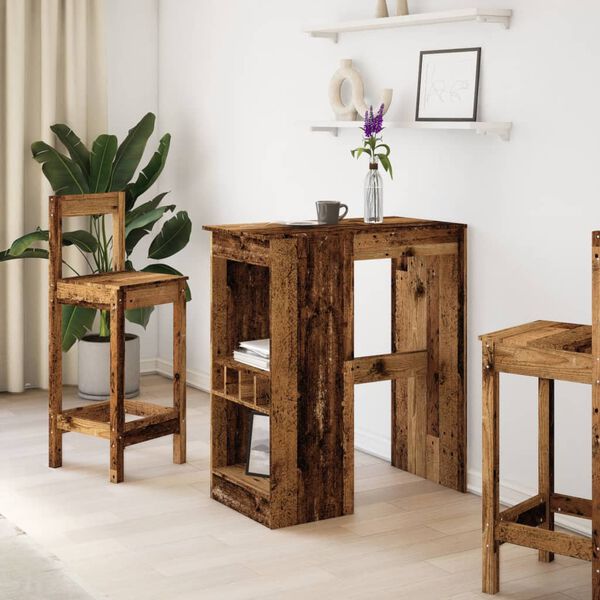 vidaXL Baarip&ouml;yt&auml; hyllyll&auml; vanha puu 90x47,5x103,5 cm tekninen puu