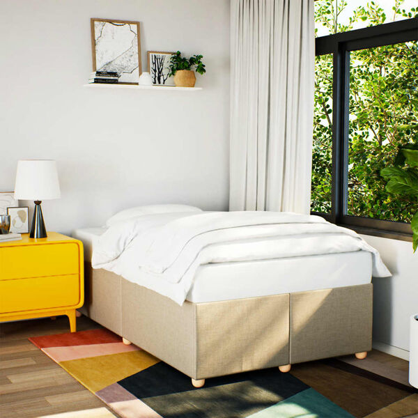 vidaXL Sängynrunko kerma 120x190 cm kangas