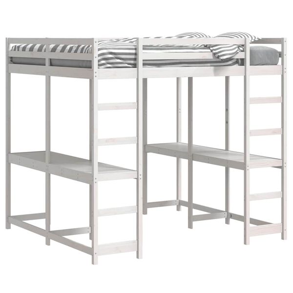 vidaXL Parvis&auml;nky ty&ouml;p&ouml;yt&auml; ja tikkaat valkoinen 140x200 cm t&auml;ysi m&auml;nty