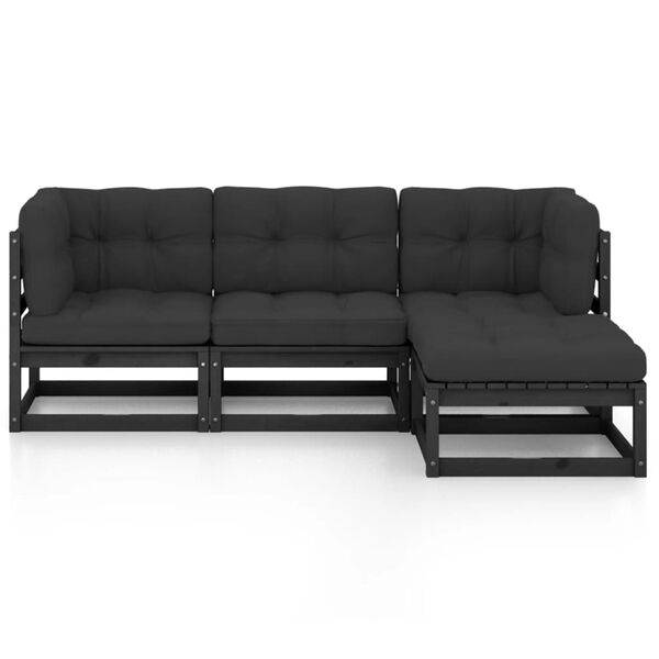 vidaXL 4-osainen Puutarhasohvasarja tyynyill&auml; t&auml;ysi m&auml;nty