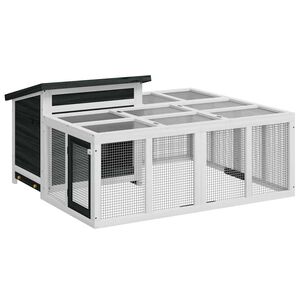 vidaXL Kaninkoppi harmaa 144x123x67,5 cm t&auml;ysi m&auml;nty